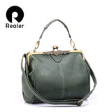 REALER brand new retro women messenger bags small shoulder bag high quality PU leather tote bag small clutch handbags